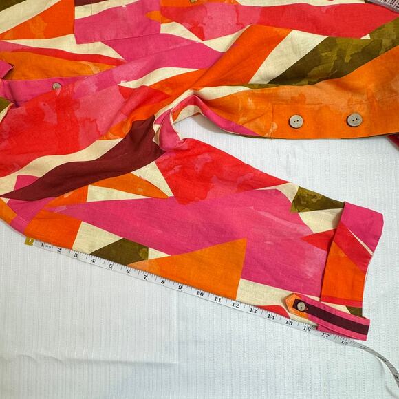 Tru Luxe Jeans XL Linen Blend Blouse NWT Abstract Colorblock Artsy Top - Picture 9 of 11